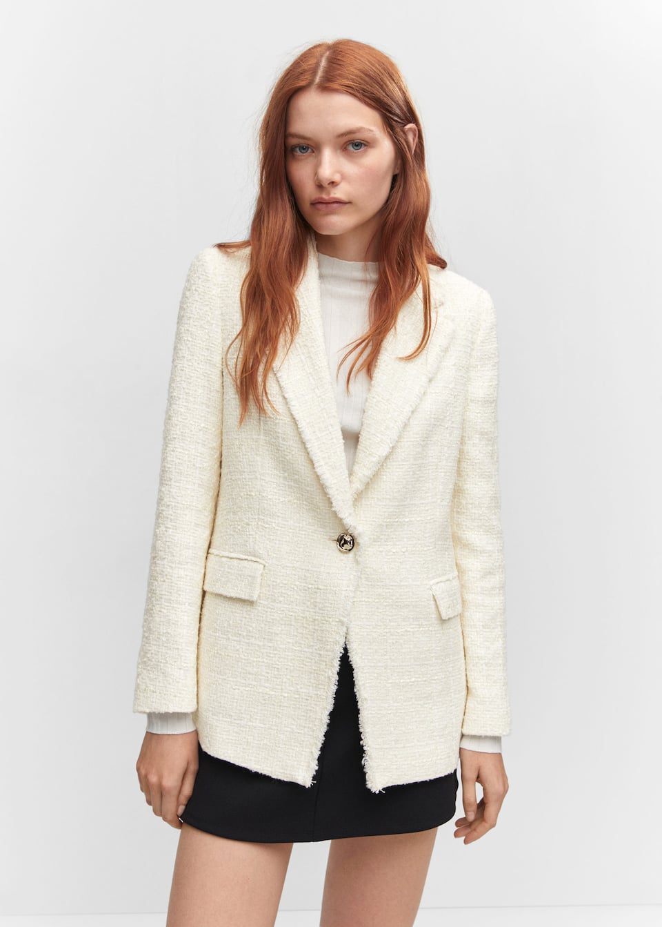 Tweed jacket with jewel button - Laurel Morgan