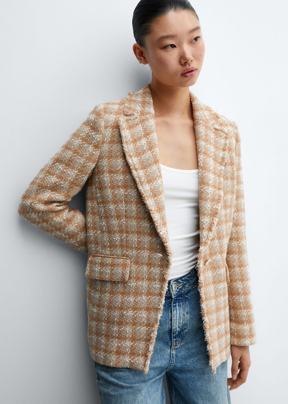 Tweed jacket with jewel button - Laurel Morgan