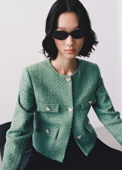 Tweed jacket with jewel buttons - Laurel Morgan