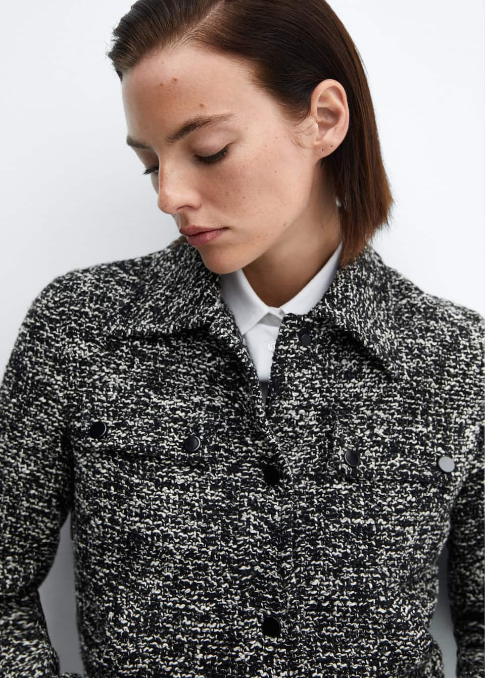 Tweed jacket with shirt collar - Laurel Morgan