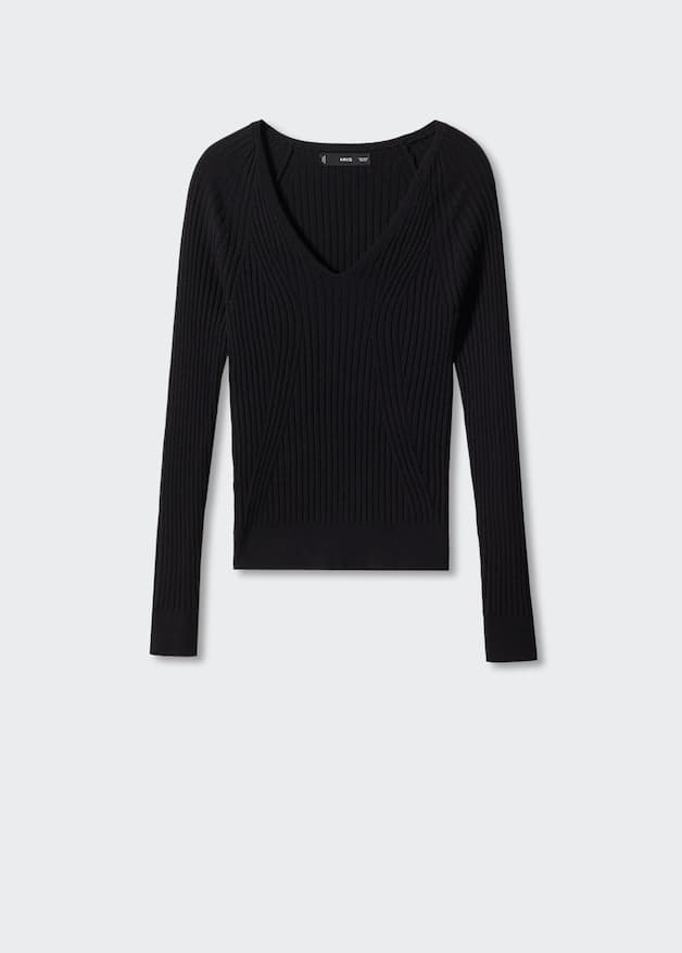 V-neck ribbed knit sweater - Laurel Morgan