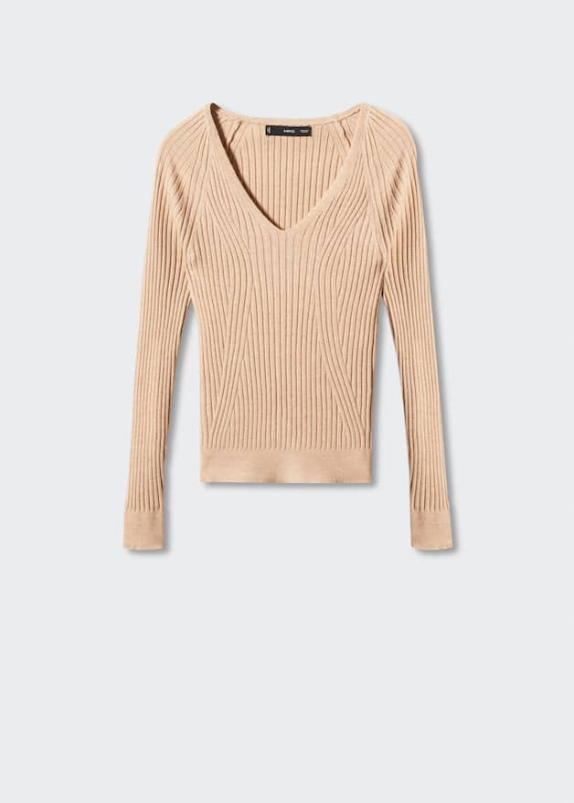 V-neck ribbed knit sweater - Laurel Morgan