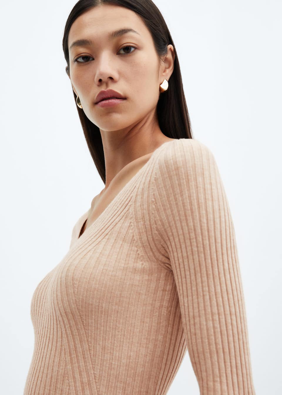 V-neck ribbed knit sweater - Laurel Morgan