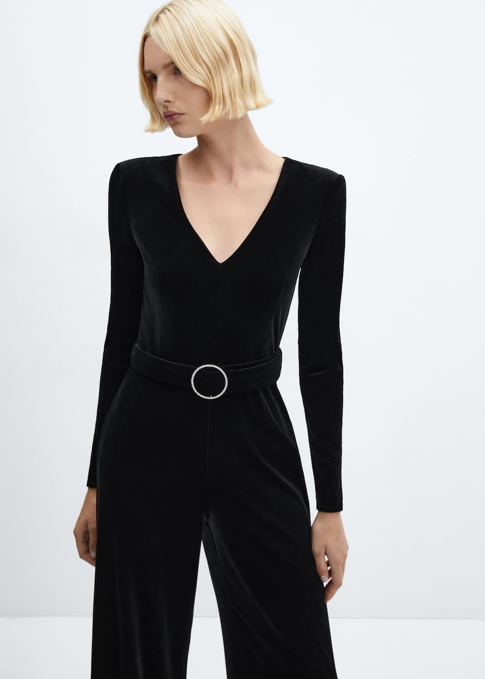 Velvet belt jumpsuit - Laurel Morgan