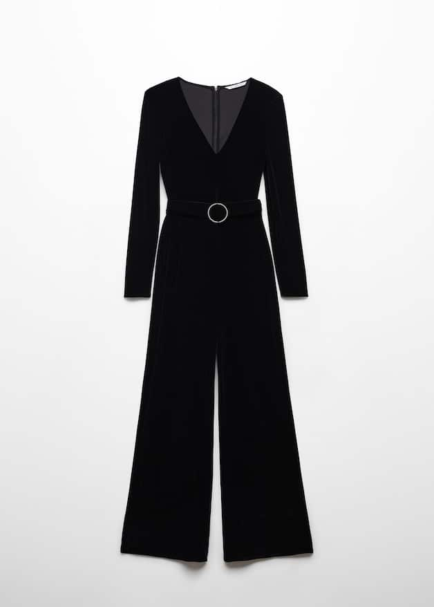 Velvet belt jumpsuit - Laurel Morgan