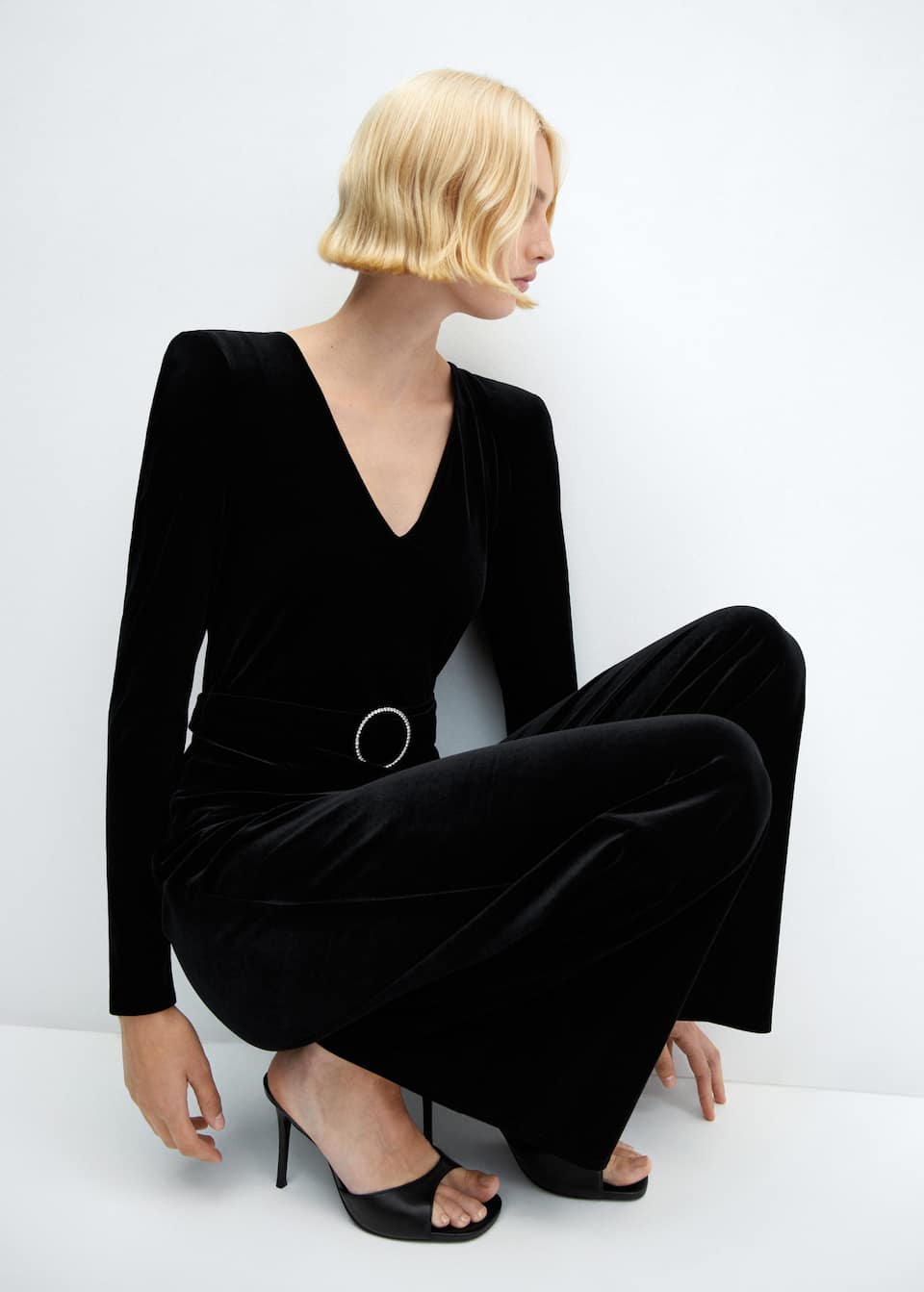 Velvet belt jumpsuit - Laurel Morgan