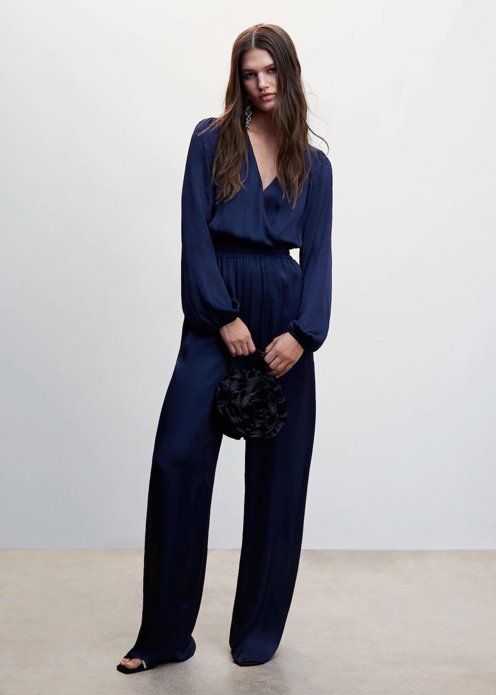 Wrap neckline satin jumpsuit - Laurel Morgan